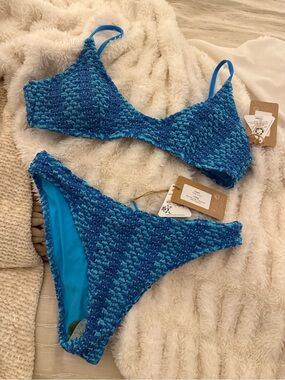 Blue Crochet Bikini Set - berlook